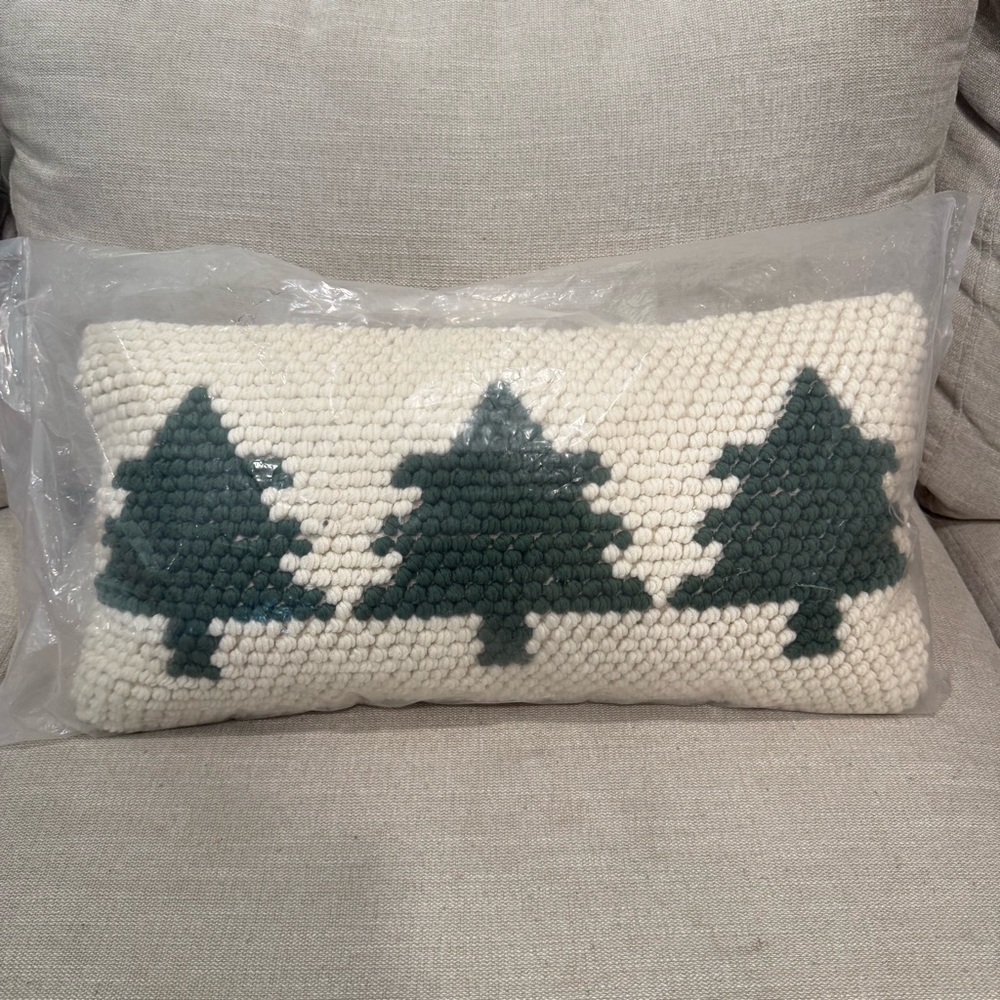 Mina Victory Home For The Holidays 3 Christmas Tree Throw Pillow 12 in x 24 in - Picture 2 of 7
